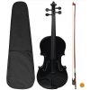 vidaXL Husle, kompletný set so slákom a podbradníkom, čierne 4/4 vidaXL Husle, kompletný set so slákom a podbradníkom, čierne 4/4