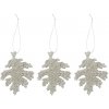 House Doctor Vianočná ozdoba Leaf Gliz Silver Glitter – set 3 ks