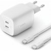 Belkin 65W GaN napájecí adaptér 2xUSB-C+100W kabel WCH013vf2MWH-B6 Belkin 65W GaN napájecí adaptér 2xUSB-C+100W kabel WCH013vf2MWH-B6