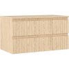 Mexen Rivel kúpeľňová skrinka pod umývadlo 90 cm s doskou, 2 zásuvky, ryhovaná, dub - 91A20-09047-2-BFFC81 Mexen Rivel kúpeľňová skrinka pod umývadlo 90 cm s doskou, 2 zásuvky, ryhovaná, dub - 91A20-09047-2-BFFC81