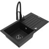 Mexen Pablo, 1-komorový granitový drez 752x436x161 mm a drezová batéria Aster, čierna, 6510-77-73450-70-B Mexen Pablo, 1-komorový granitový drez 752x436x161 mm a drezová batéria Aster, čierna, 6510-77-73450-70-B