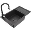 Mexen Elias granitový drez 1-komorový s odkvapkávačom a kuchynskou batériou Savita, čierno škvrnitý Mexen Elias granitový drez 1-komorový s odkvapkávačom a kuchynskou batériou Savita, čierno škvrnitý