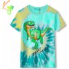 Kugo chlapčenské tričko FC0301 tyrkysová / oranžový dinosaurus