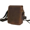 Malá hnedá pánska kožená taška cez rameno bez loga Malá hnedá pánska kožená taška cez rameno bez loga
