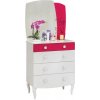 CLK Detská zásuvková komoda Rosie so zrkadlom-biela/rubínová CLK Detská zásuvková komoda Rosie so zrkadlom-biela/rubínová