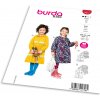 Strih Burda 9217 - Dievčenské šaty s XXL lemom, volánikmi a dlhými rukávmi Strih Burda 9217 - Dievčenské šaty s XXL lemom, volánikmi a dlhými rukávmi