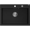 Mexen Elix granitový drez s 1 komorou 700 x 500 mm, čierny, sifón chróm - 6526701005-77 Mexen Elix granitový drez s 1 komorou 700 x 500 mm, čierny, sifón chróm - 6526701005-77