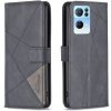 Peňaženkové kožené puzdro Rhombus na Oppo Reno 7 5G - Čierna Peňaženkové kožené puzdro Rhombus na Oppo Reno 7 5G - Čierna