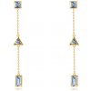 Šperky eshop - Náušnice zo 14K žltého zlata - krátka retiazka s geometrickými tvarmi, syntetický akvamarín S1GG233.18 Šperky eshop - Náušnice zo 14K žltého zlata - krátka retiazka s geometrickými tvarmi, syntetický akvamarín S1GG233.18