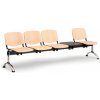 Drevená lavica ISO II, 4-sedadlo + stolík, chróm nohy