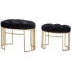 Prešívaná Čierna Taburetka Set 2ks Glamour Prešívaná Čierna Taburetka Set 2ks Glamour