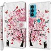 Peňaženkové kožené puzdro Painting Pattern na Motorola Moto E20 / E30 / E40 - Cat Under The Tree Peňaženkové kožené puzdro Painting Pattern na Motorola Moto E20 / E30 / E40 - Cat Under The Tree