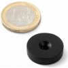 Neodymový kruhový magnet Ø 25/9-4,5 mm, v. 6 mm, vodotesný v plaste, M4, sila 4,8 kg Neodymový kruhový magnet Ø 25/9-4,5 mm, v. 6 mm, vodotesný v plaste, M4, sila 4,8 kg