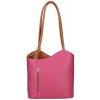 Mondo Italia Kožená kabelka na rameno/batoh 1260 fuchsia+koňak Made in Italy Fuchsia Mondo Italia Kožená kabelka na rameno/batoh 1260 fuchsia+koňak Made in Italy Fuchsia