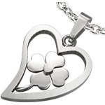 prívesok 316L NPZ045BA - Silver Heart/Quarterfoil
