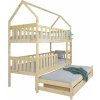 Wilsondo Poschodová posteľ s prístelkou Domček 90x200 - prírodná Wilsondo Poschodová posteľ s prístelkou Domček 90x200 - prírodná