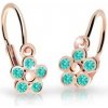 Cutie Jewellery Detské kvietkové náušnice z ružového zlata C2744-10-X-4 svetlo zelená Cutie Jewellery Detské kvietkové náušnice z ružového zlata C2744-10-X-4 svetlo zelená