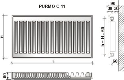 Purmo COMPACT C11 900 x 400 mm F061109004010300