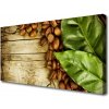 Obraz na plátne Zrnká káva listy kuchyňa 100x50 cm Obraz na plátne Zrnká káva listy kuchyňa 100x50 cm