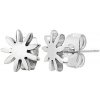Šperky eshop - Oceľové náušnice striebornej farby - lesklý kvietok, puzetky X12.09 Šperky eshop - Oceľové náušnice striebornej farby - lesklý kvietok, puzetky X12.09