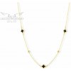 Lillian Vassago Zlatý náhrdelník so štvorlístkami, s čiernym smaltom a guličkami LLV06-GN142