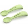 Malý Ježko Detský silikónový príbor DINO Pale Olive 2 ks