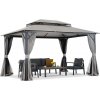 Garden Point Záhradný pavilón s moskytiérou a závesmi Pasadena 3x3 m antracitový