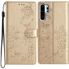 Knižkové puzdro Huawei P30 Pro s motýľmi a kvetmi zlaté Knižkové puzdro Huawei P30 Pro s motýľmi a kvetmi zlaté