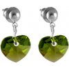Náušnice se Swarovski Elements, visací, tvar srdce, tmavě zelená, 793902o Náušnice se Swarovski Elements, visací, tvar srdce, tmavě zelená, 793902o