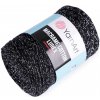 Pletacia priadza Macrame Cotton lurex 250 g - 1 ks 14 (723) čierna strieborná Pletacia priadza Macrame Cotton lurex 250 g - 1 ks 14 (723) čierna strieborná