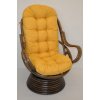 Nábytek PEGAS Ratanové houpací křeslo Swivel hnědé polstr žlutý melír Nábytek PEGAS Ratanové houpací křeslo Swivel hnědé polstr žlutý melír