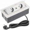 Nábytková zásuvka výklopná 2x230V + 2xUSB (A+C) biela, kábel (GTV) Nábytková zásuvka výklopná 2x230V + 2xUSB (A+C) biela, kábel (GTV)