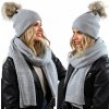 Fashionweek Dámsky zimný set čiapky a šál set: čiapky s brmbolcom a dlhá pletená šatka AL-M9 Farba: Šedá, Veľkosť: Universal Fashionweek Dámsky zimný set čiapky a šál set: čiapky s brmbolcom a dlhá pletená šatka AL-M9 Farba: Šedá, Veľkosť: Universal
