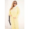 Kesi dámsky komplet masielko Plus Size so širokými nohavicami a golierom žltý