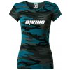Diving nápis potápač - Dámske maskáčové tričko - S ( Petrolejová maskáč ) Diving nápis potápač - Dámske maskáčové tričko - S ( Petrolejová maskáč )