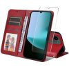 Enkay PREMIUM SET Peňaženkové puzdro a ochranné sklo Xiaomi Redmi 15C / Redmi 15C 5G červené