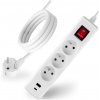 Sieťový predlžovací kábel Uzemnený napájací pásik 3 zásuvky 3 m Vypínač biely USB + USB-C kábel ELGER Lumiled Sieťový predlžovací kábel Uzemnený napájací pásik 3 zásuvky 3 m Vypínač biely USB + USB-C kábel ELGER Lumiled