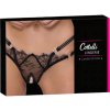 Cottelli - luxus otvorená tanga s krúžkami (čierna) - M/L Cottelli - luxus otvorená tanga s krúžkami (čierna) - M/L