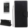 Púzdro Knižkové Sony Xperia XA1 s motívom vlisovaných kvetov a motýľov čierne