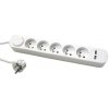 Solight predlžovací prívod, 5 zásuviek, USB 2.4A, biely, 3 x 1mm2, vypínač, 2m (PP152USB) Solight predlžovací prívod, 5 zásuviek, USB 2.4A, biely, 3 x 1mm2, vypínač, 2m (PP152USB)