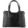 Dámska kožená kabelka cez plece Talianska krokodil Carina stredná čierna Dámska kožená kabelka cez plece Talianska krokodil Carina stredná čierna