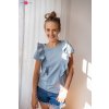 Tričko blúzka na dojčenie Milky Waves Dusty Blue kr.rukáv