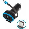 Forever autonabíjačka 2×USB-A 3A + USB-C kábel 0,2 m – čierna CC-02 Forever autonabíjačka 2×USB-A 3A + USB-C kábel 0,2 m – čierna CC-02