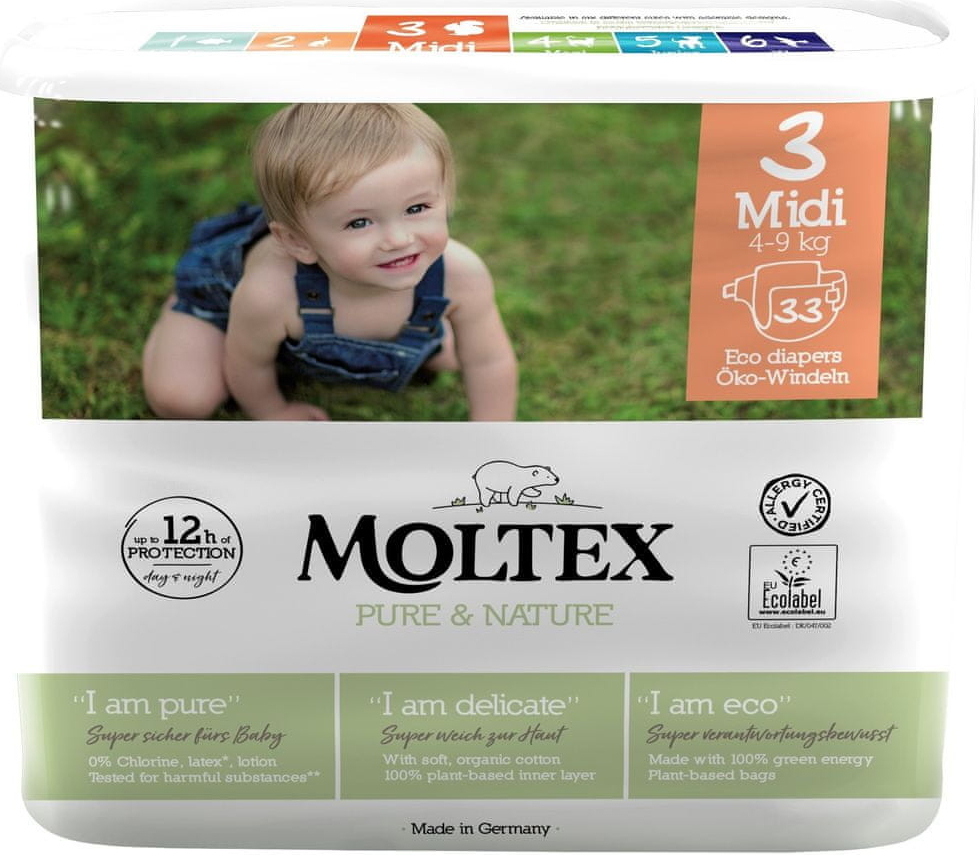 MOLTEX Pure & Nature Midi 4-9 kg 6 x 33 ks