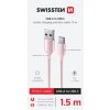 SWISSTEN TEXTILE II USB-A/USB-C 60W 3A 1,5m ružový SWISSTEN TEXTILE II USB-A/USB-C 60W 3A 1,5m ružový