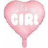PartyDeco Fóliový balón ružové srdce It's a girl PartyDeco Fóliový balón ružové srdce It's a girl