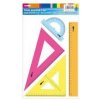JUNIOR XG55-1C, sada pravítok, plastové, transparentné, farebné (4ks - pravítko 30cm, trojuholník s ryskou, uhlomer, trojuholník JUNIOR XG55-1C, sada pravítok, plastové, transparentné, farebné (4ks - pravítko 30cm, trojuholník s ryskou, uhlomer, trojuholník