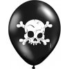 PartyDeco Latexový balón Lebka 12 30cm čierna