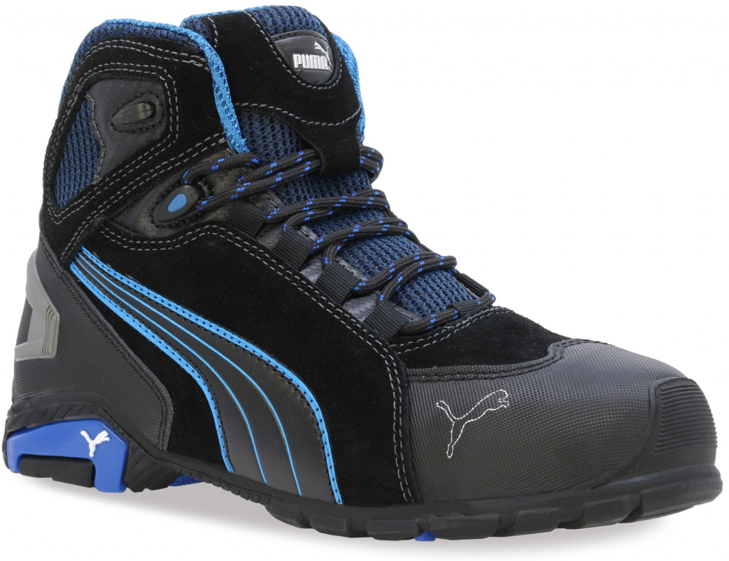 PUMA Rio Black Mid S3 bezpečnostná obuv čierna, modrá