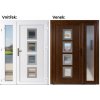 Dvojkrídlové vchodové dvere plastové Soft 010 Inox+Sklo Nisip, Zlatý dub/Biela, 150x200 cm, pravé